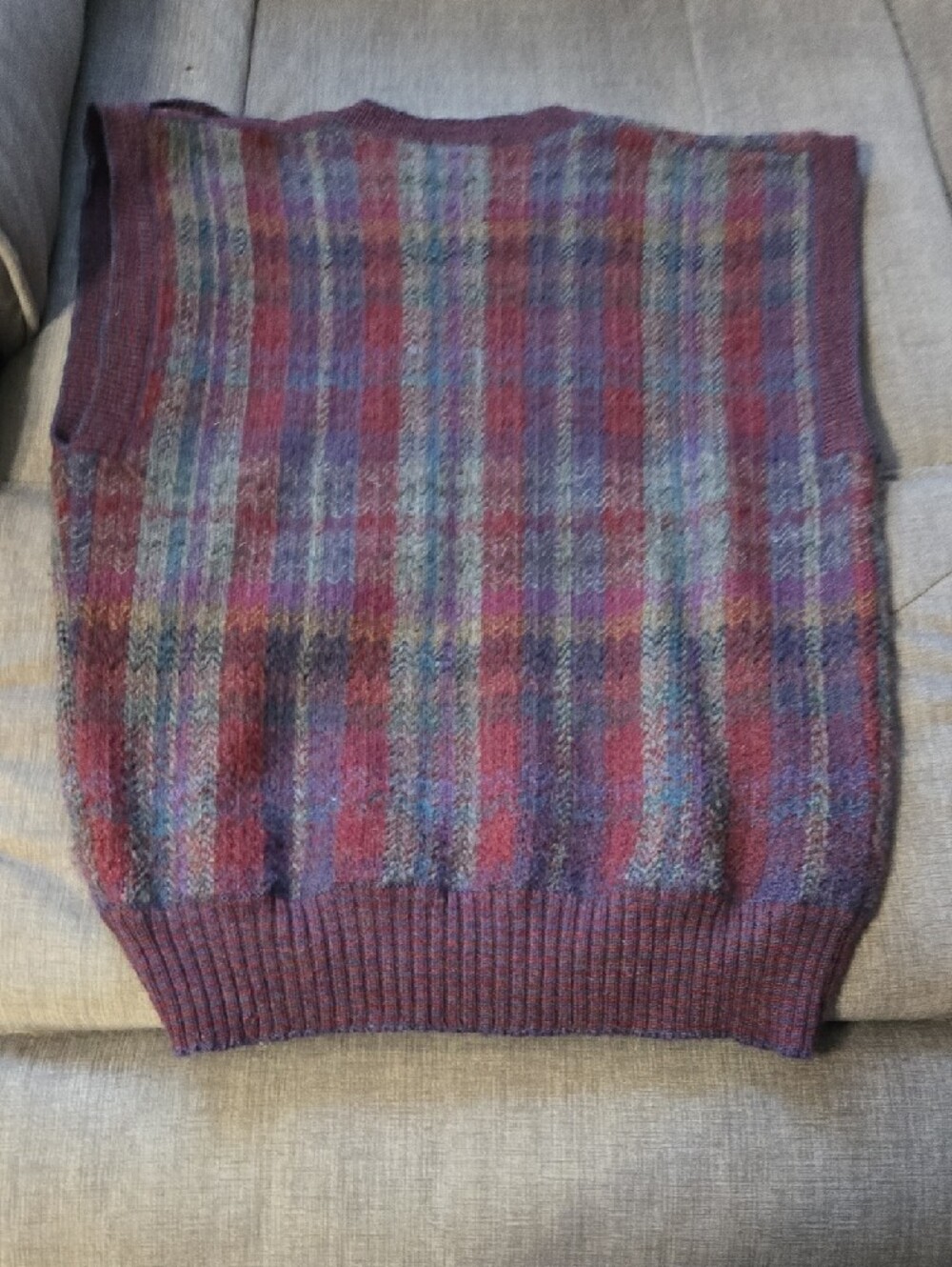 Boston Traders Plaid Crewneck Sweater Vest - Burgundy, Blue, Green - Picture 4 of 4